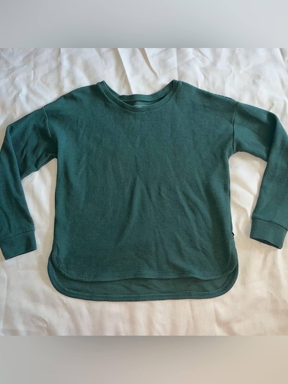 Eddie Bauer waffle knit womens teal crewneck pullover sweater shirt medium